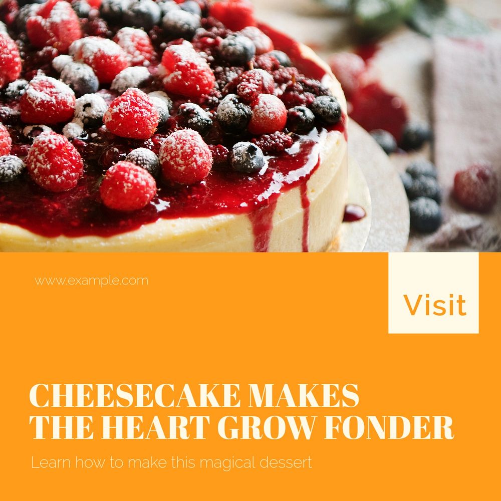 Cheesecake Instagram post template, editable design