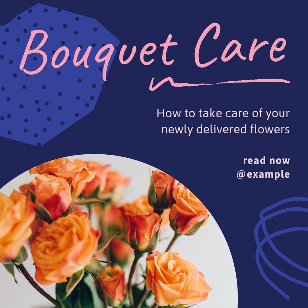 Bouquet care Instagram post template, editable text