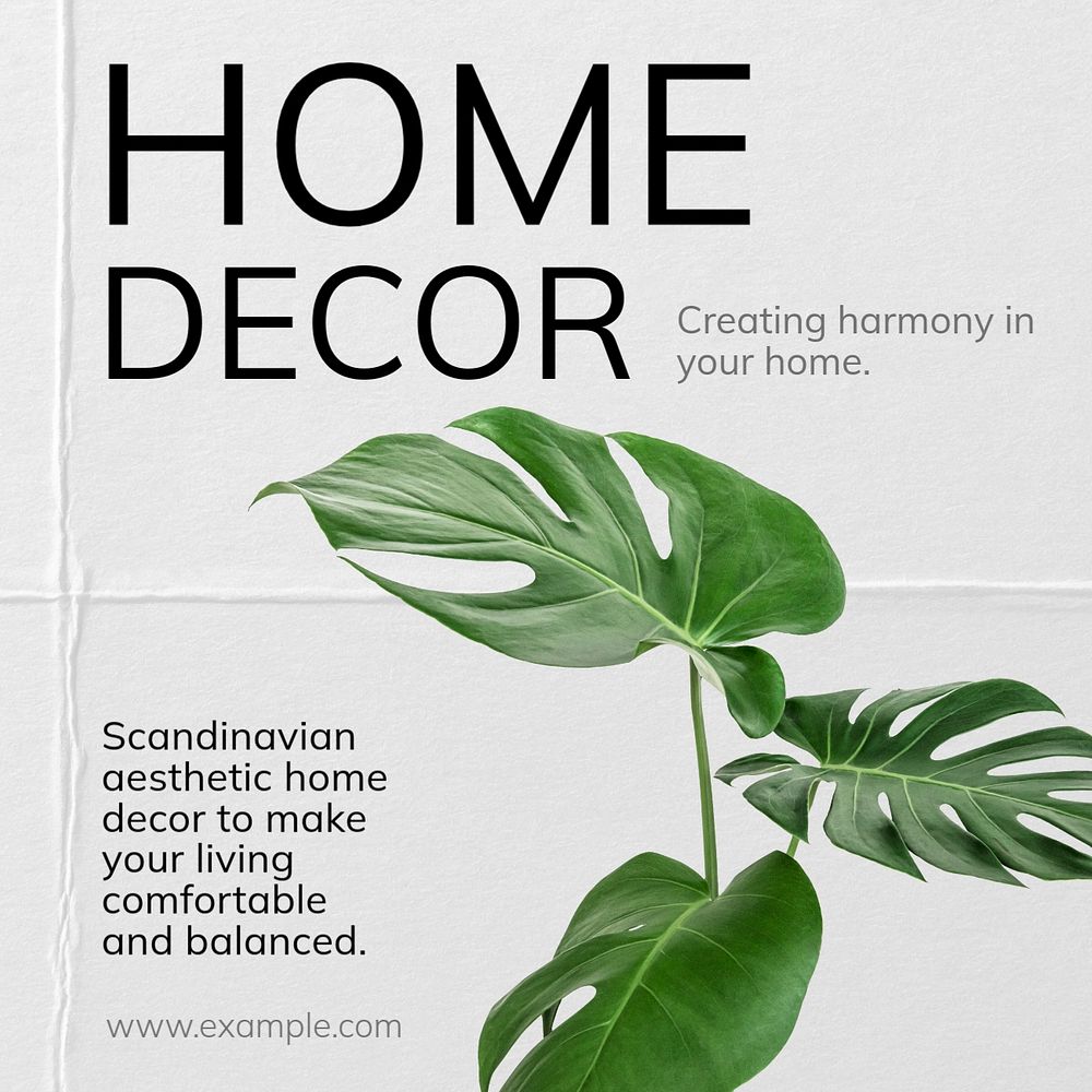 Home decor Instagram post template, editable text