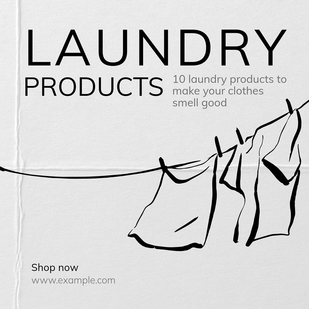 Laundry products Instagram post template, editable text