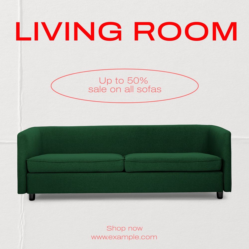 Living room sale Instagram post template, editable text