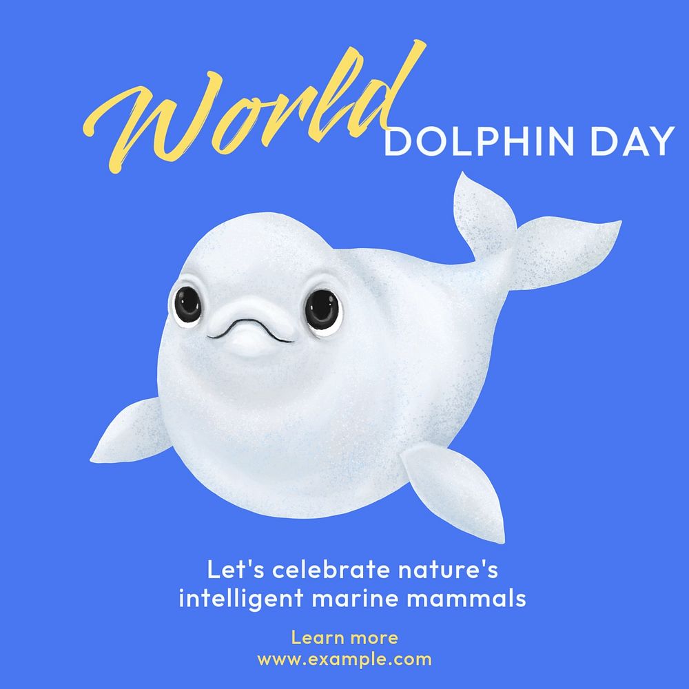 World dolphin day Instagram post template, editable text