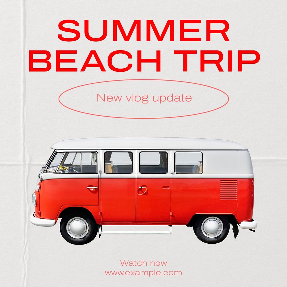 Summer beach trip post template, editable social media design