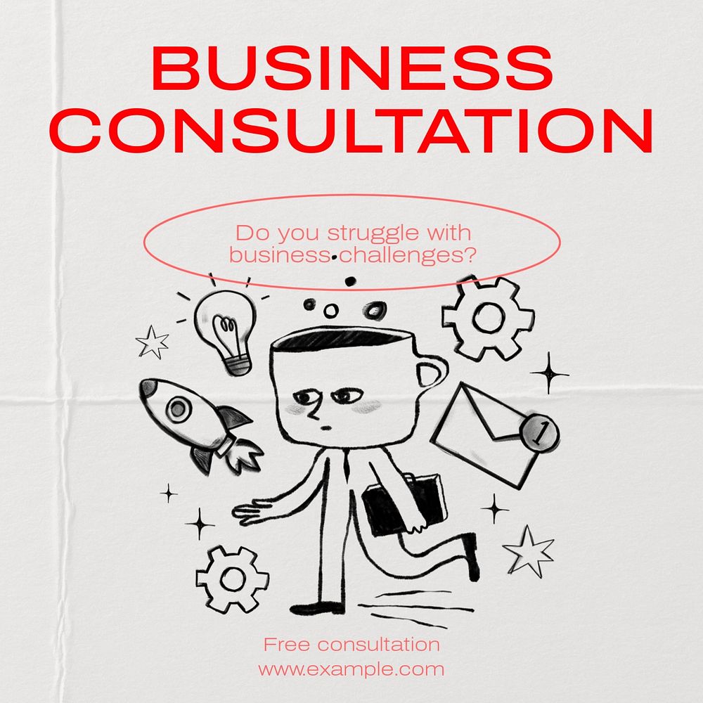 Business consultation Instagram post template, editable text