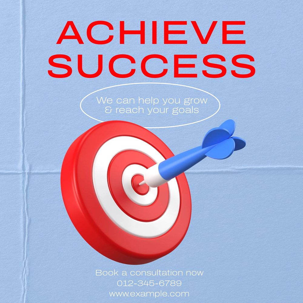 Achieve success Instagram post template, editable text