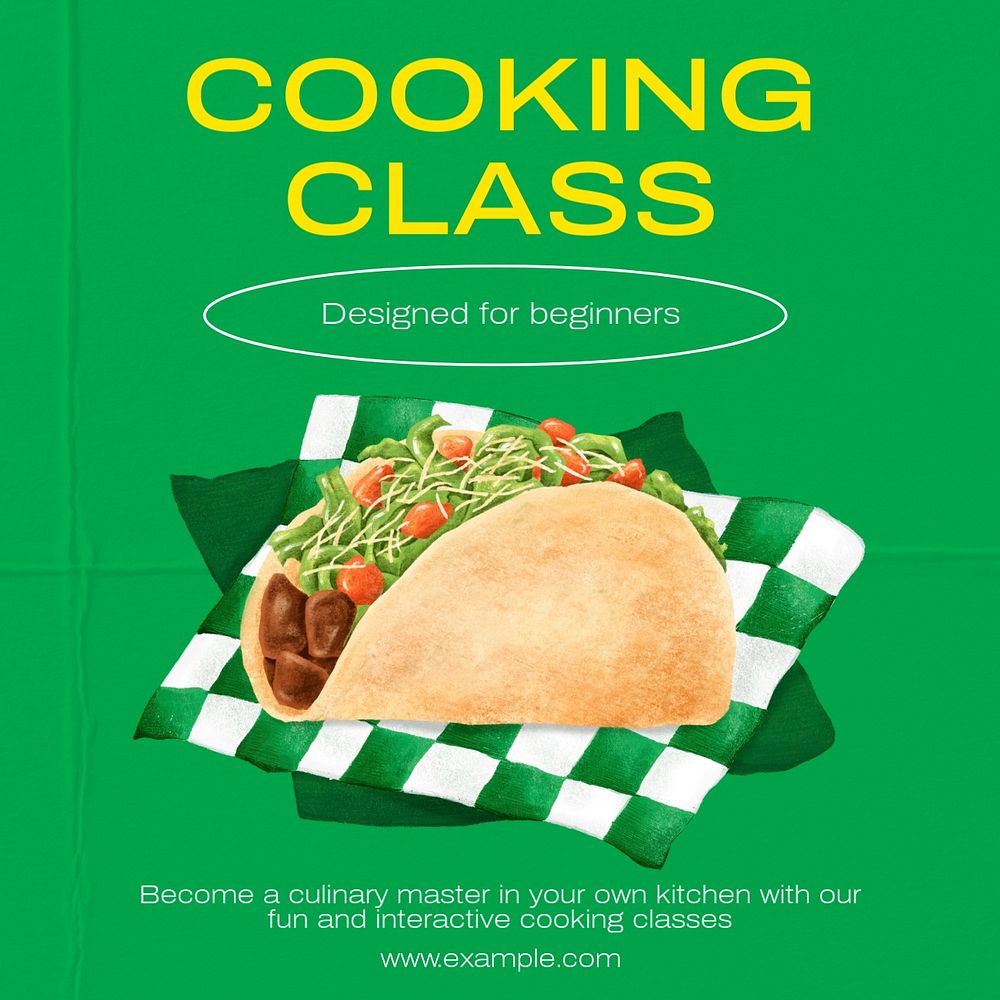 Cooking class Instagram post template, editable text