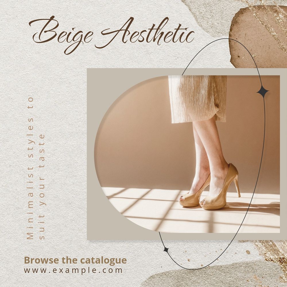 Beige aesthetic Instagram post template, editable text