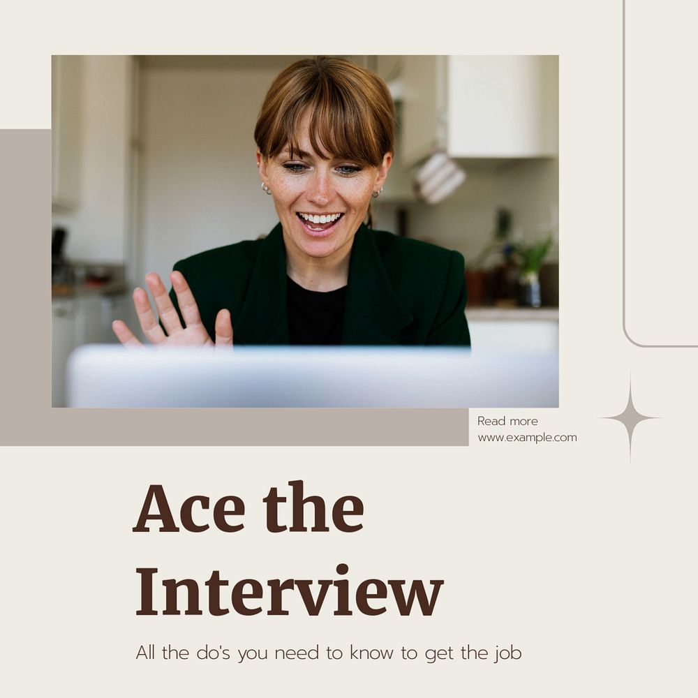 Interview tips Instagram post template, editable text