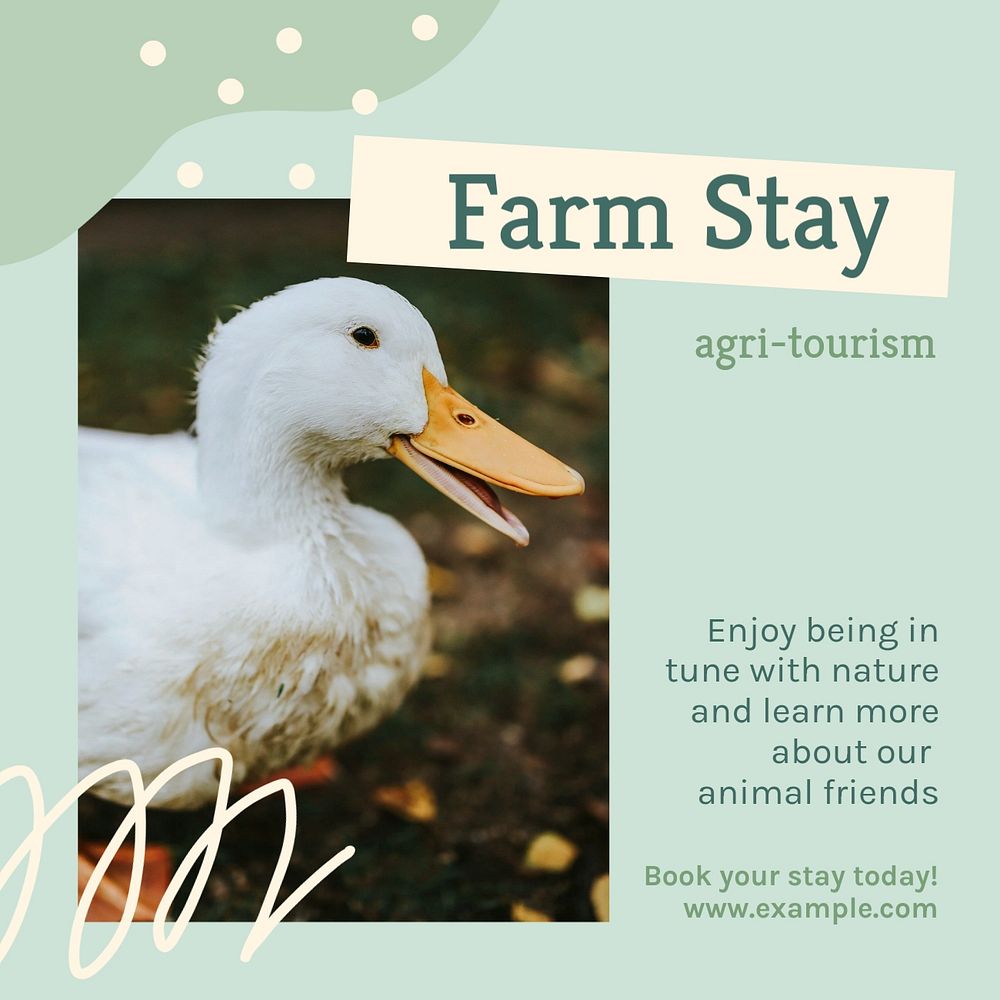 Farm stay Instagram post template, editable text