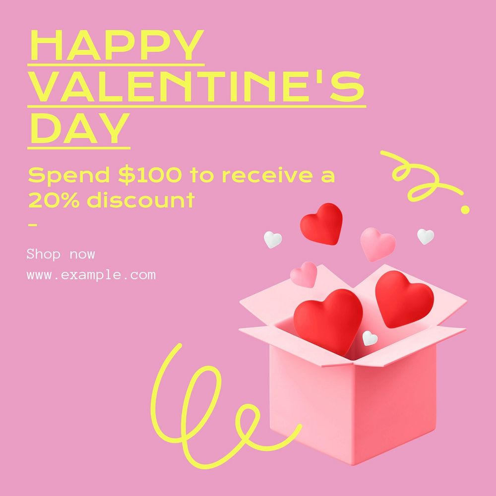 Valentine's day sale Instagram post template, editable text