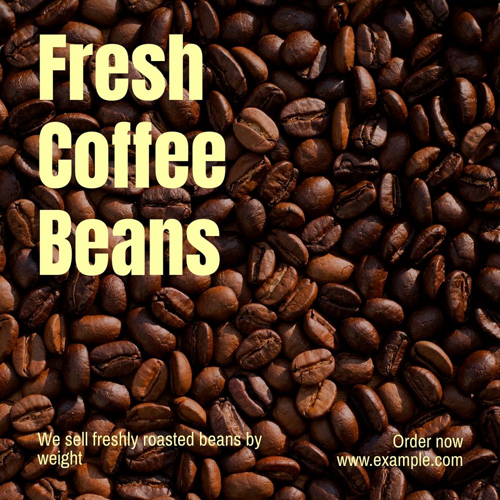 Fresh coffee beans Instagram post template, editable text