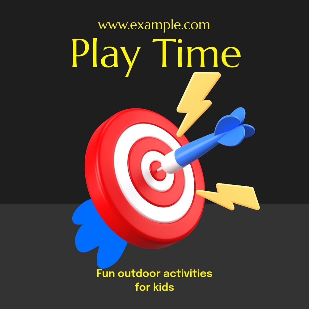 Play time Instagram post template, editable text