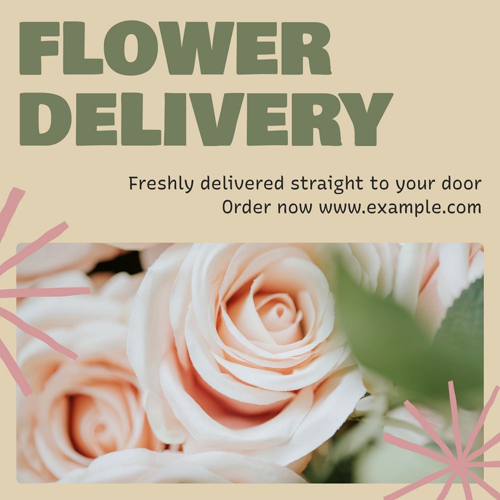 Flower delivery Facebook post template, editable design