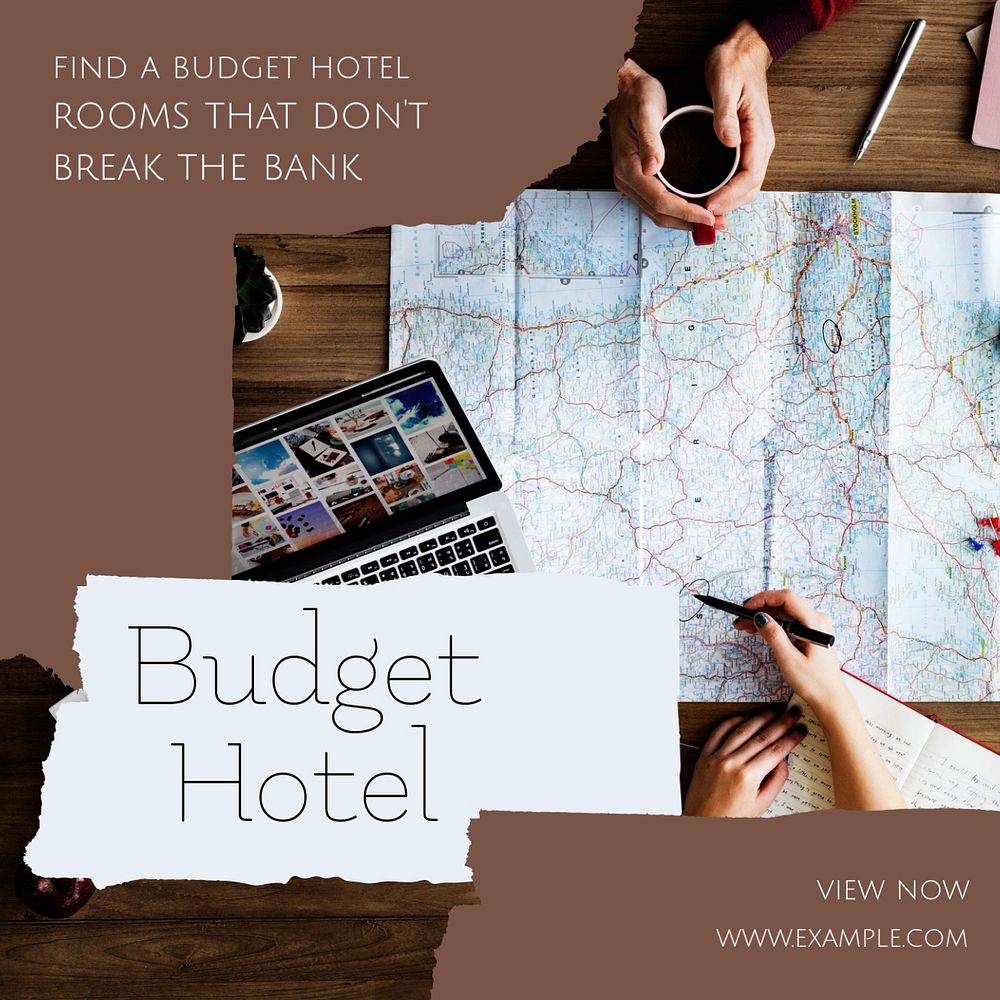 Budget hotel Instagram post template, editable design