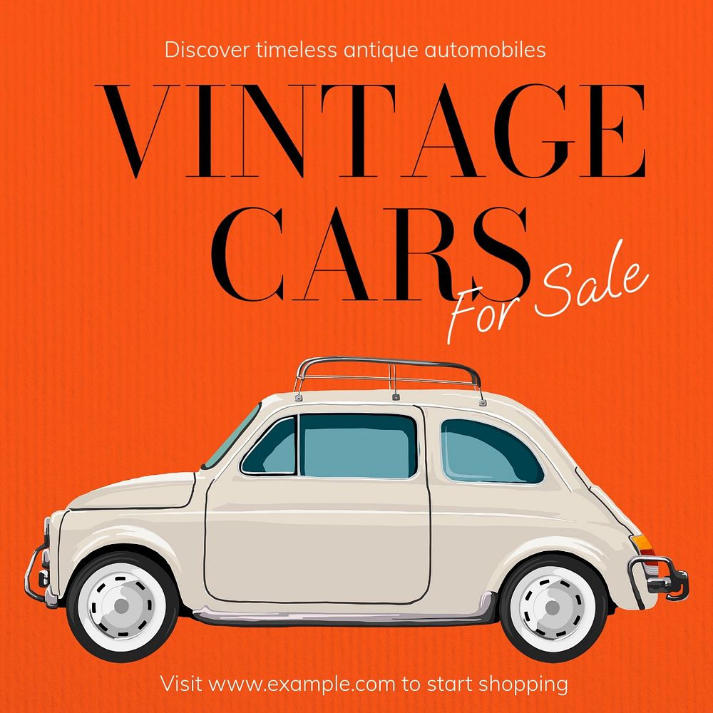 Vintage cars Facebook post template, editable design