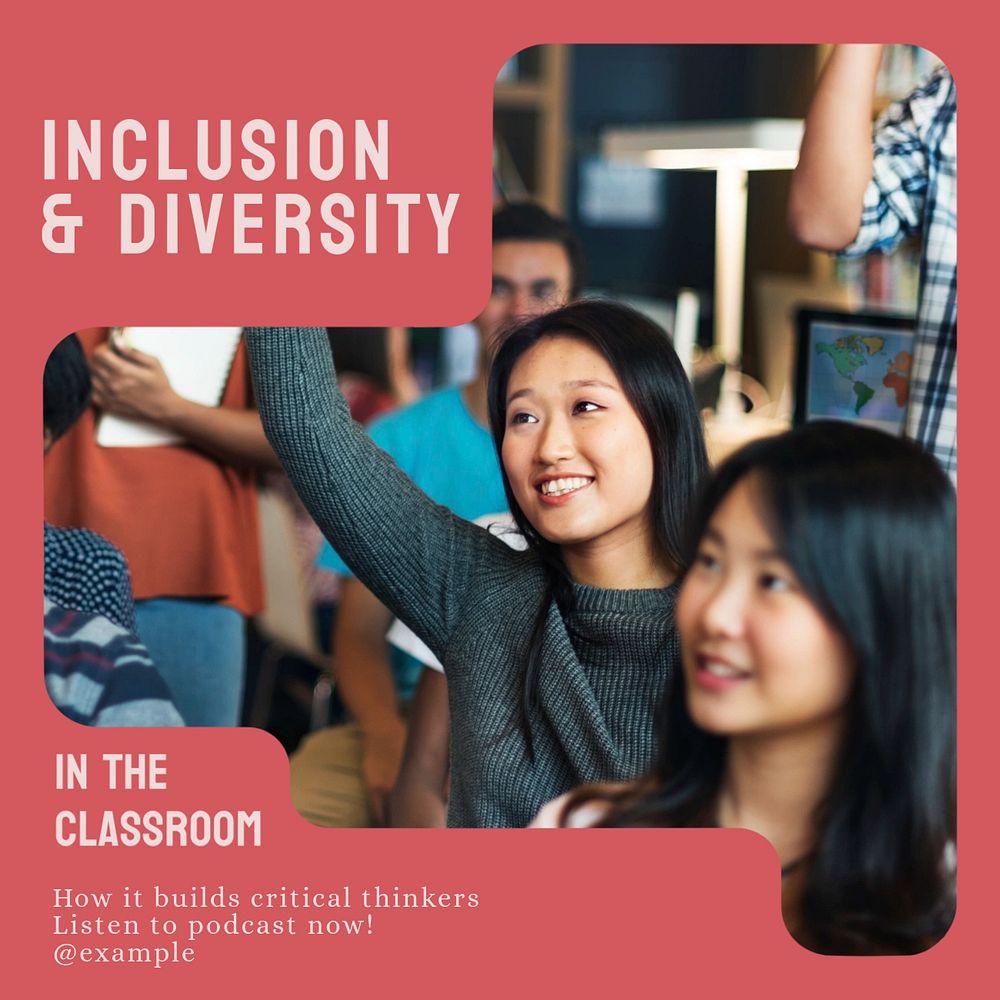 Classroom diversity Instagram post template, editable design