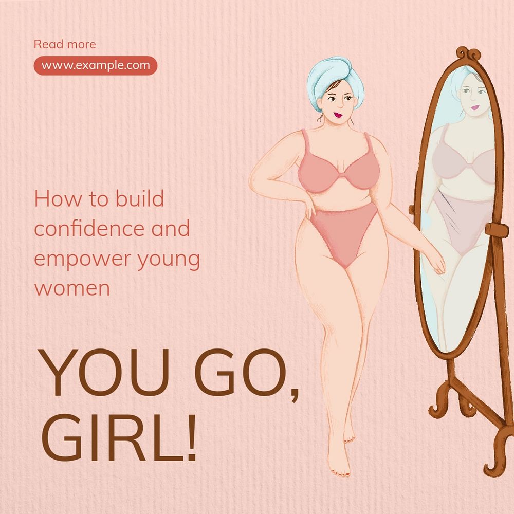 Girl empowering Instagram post template, editable text