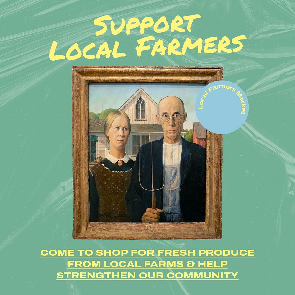 Support local farmers Instagram post template, editable text