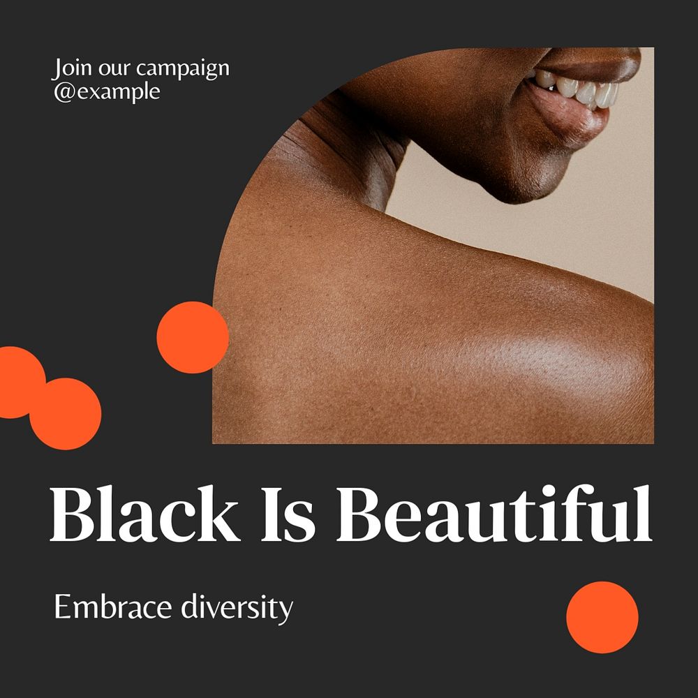 Black is beautiful Instagram post template, editable text