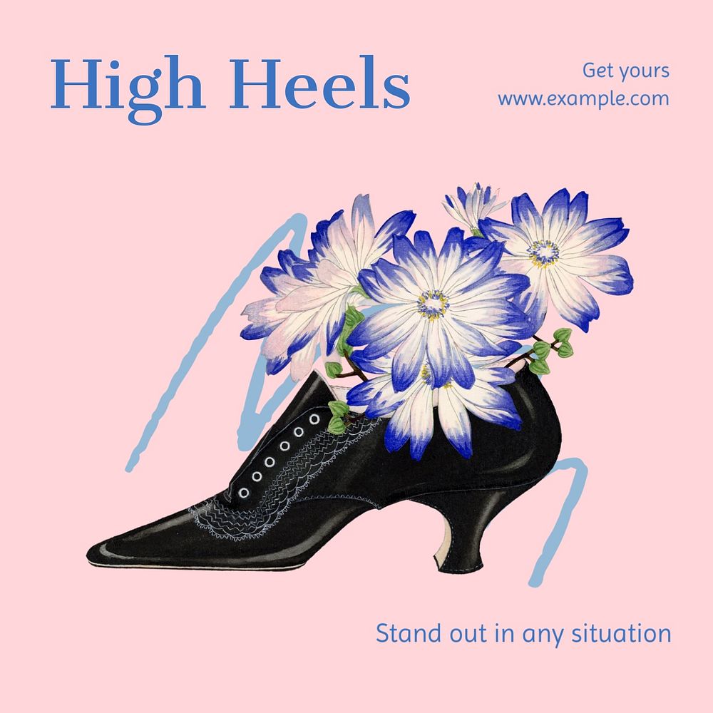 High heels Instagram post template, editable text