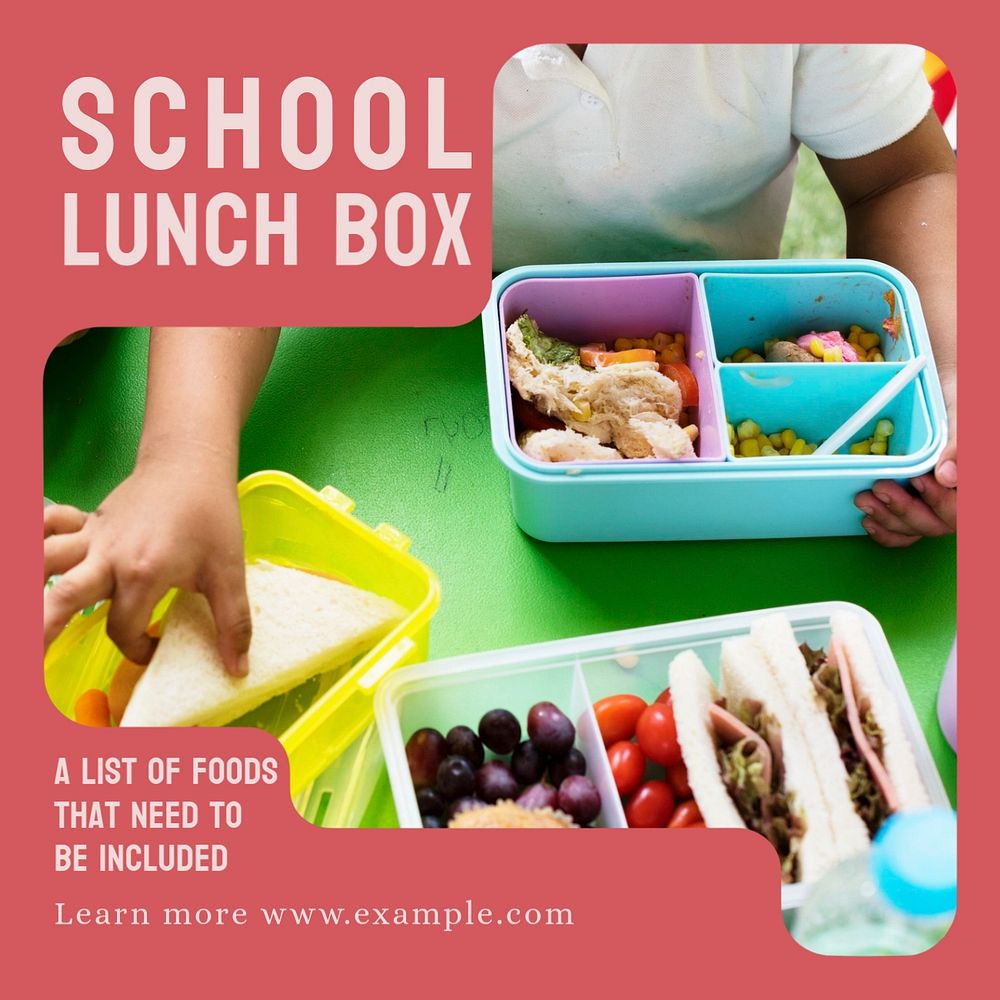 School lunch Instagram post template, editable design