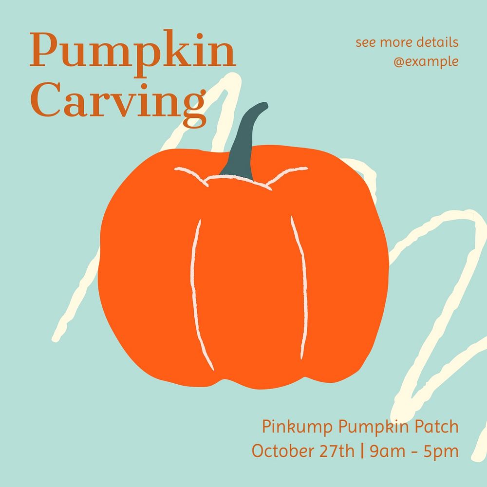 Pumpkin carving Instagram post template, editable text