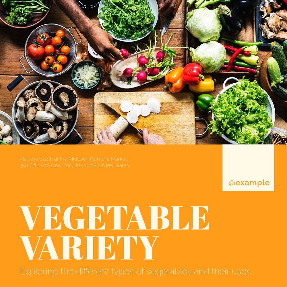 Vegetable variety Instagram post template, editable design