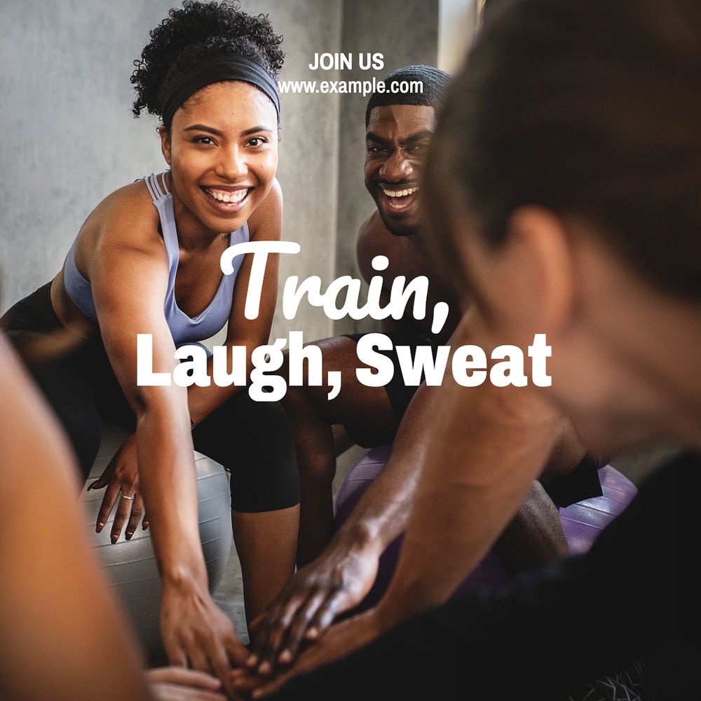 Train, laugh, sweat Instagram post template