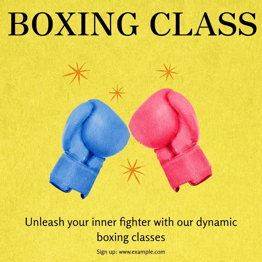 Boxing class Instagram post template, editable text