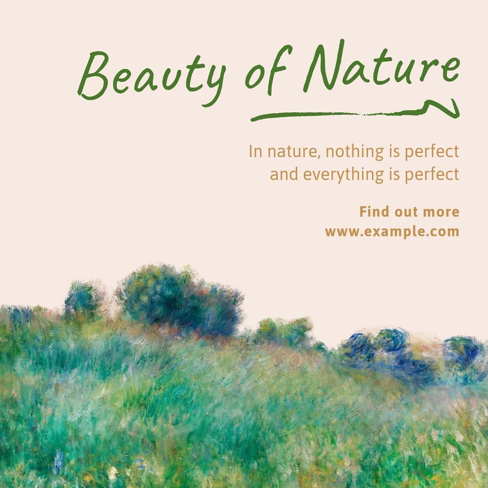 Beauty of nature Instagram post template, editable text