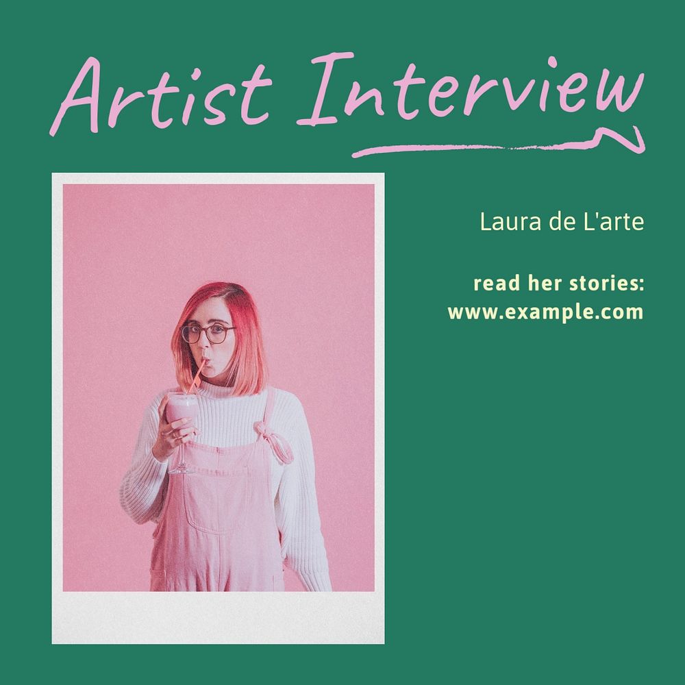 Artist interview Instagram post template, editable text