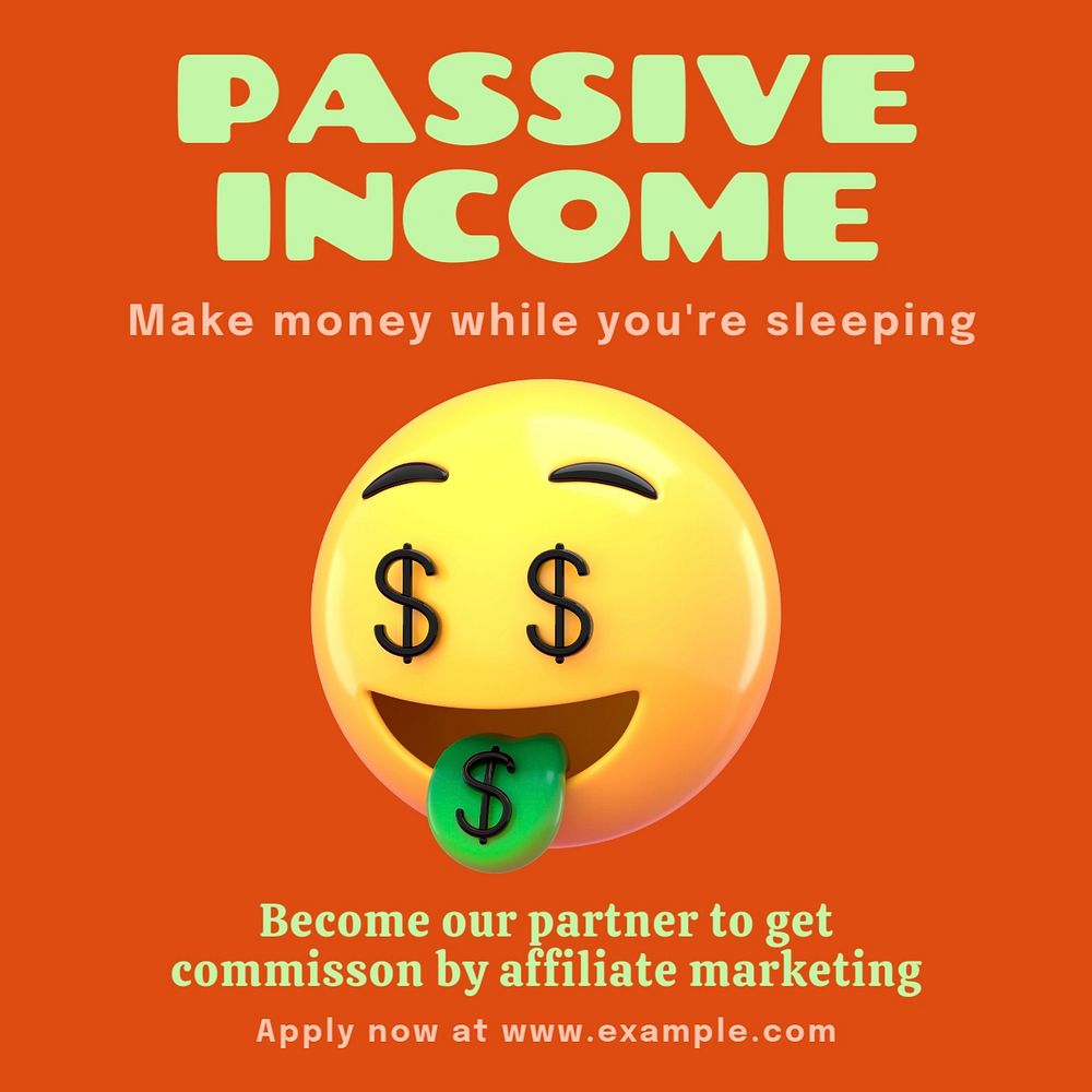 Passive income Instagram post template, editable text