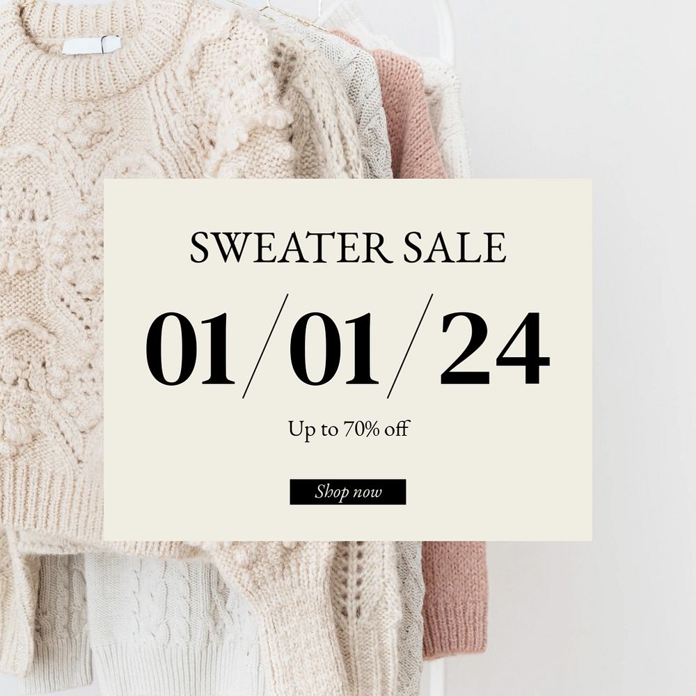 Sweater sale Instagram post template, editable text