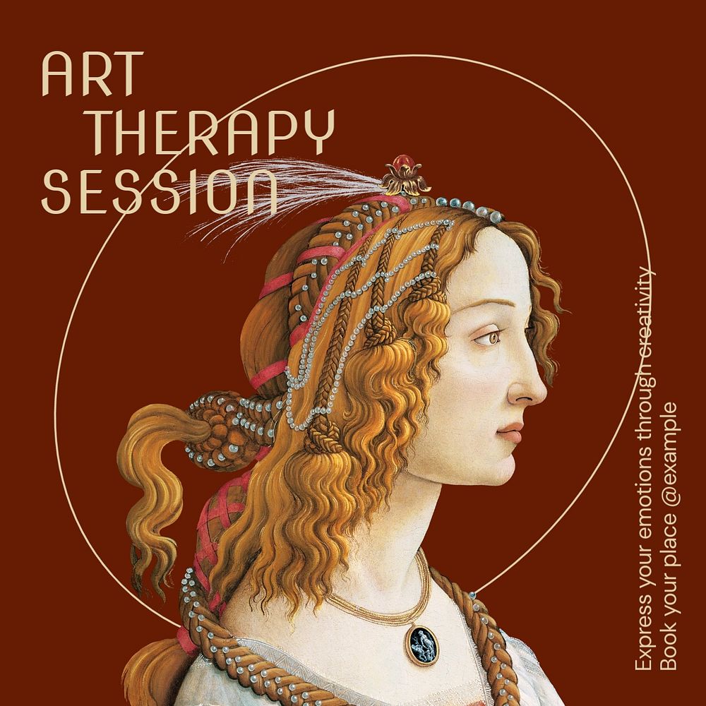 Art therapy session Instagram post template, editable text