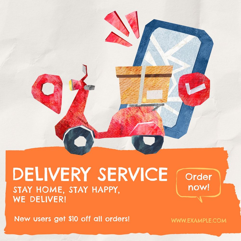 Delivery service Instagram post template, editable text