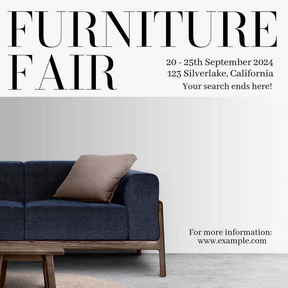 Furniture fair Instagram post template, editable text