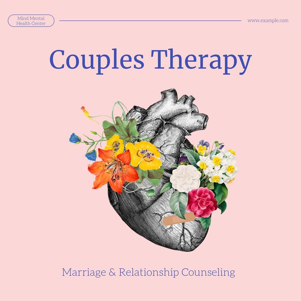 Couples therapy  Instagram post template, editable text