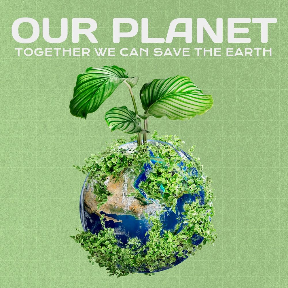 Our planet Instagram post template, editable text