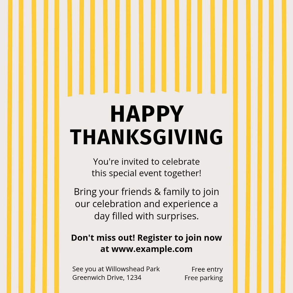 Happy Thanksgiving Instagram post template, editable design