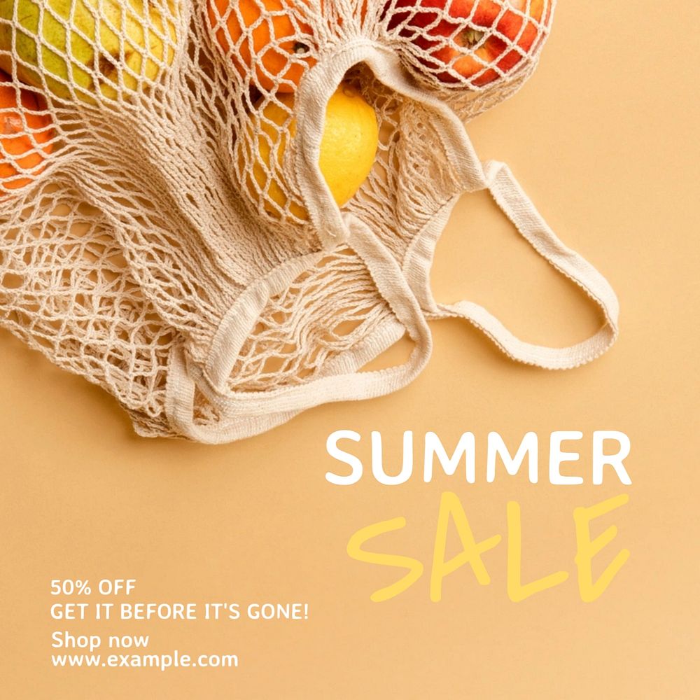 Summer sale Instagram post template, editable text