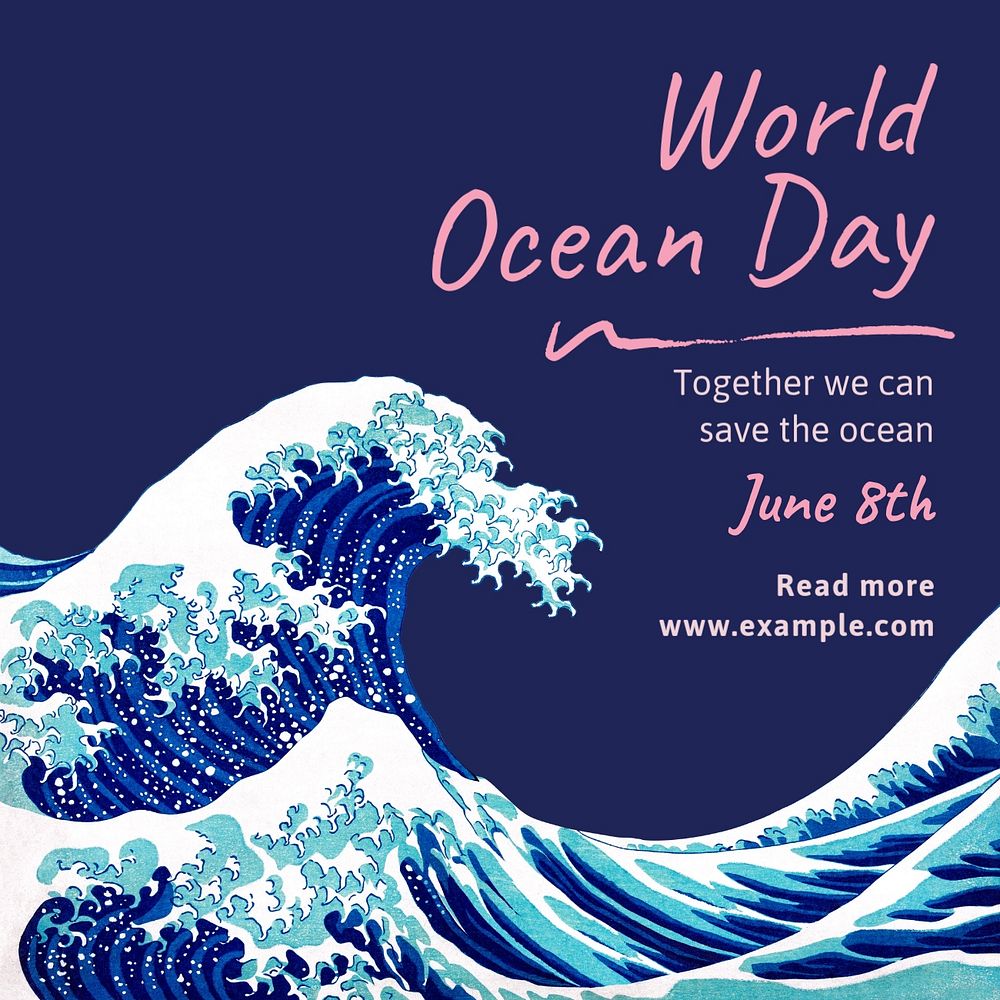 World ocean day Instagram post template, editable text