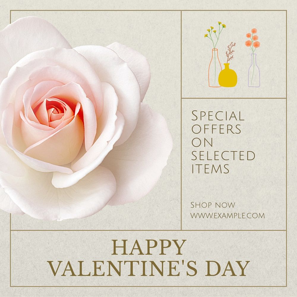 Valentine's day sale Instagram post template, editable text