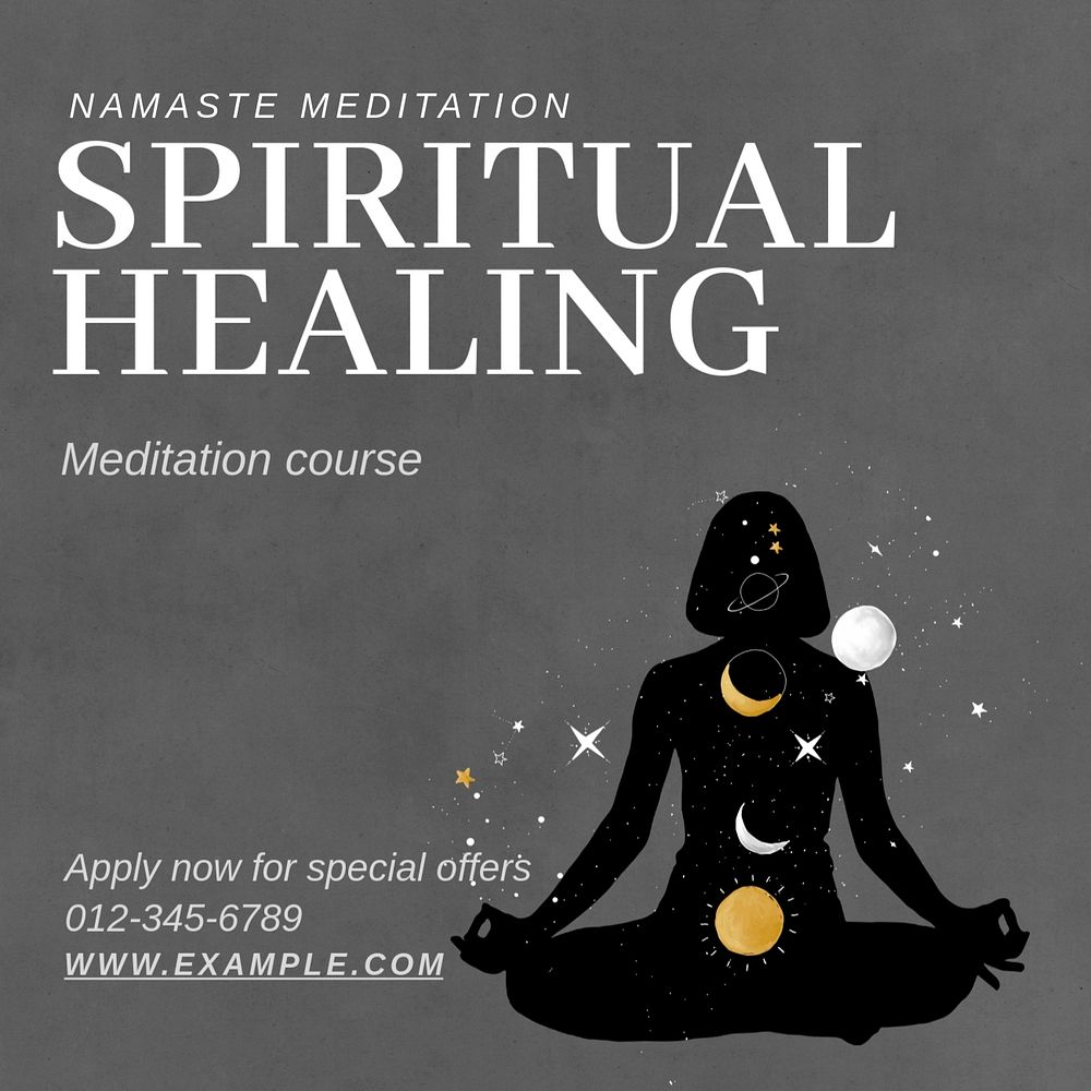 Spiritual healing Instagram post template, editable text