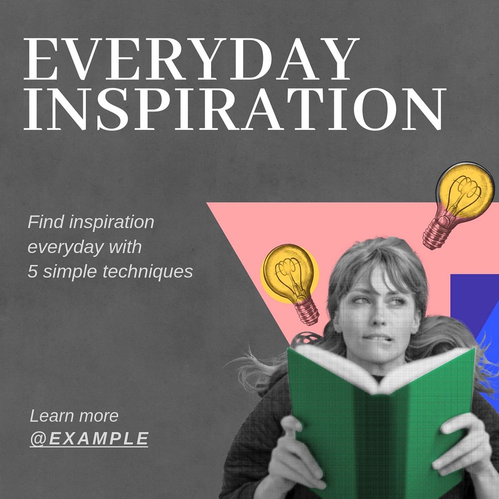 Everyday inspiration article Instagram post template, editable text