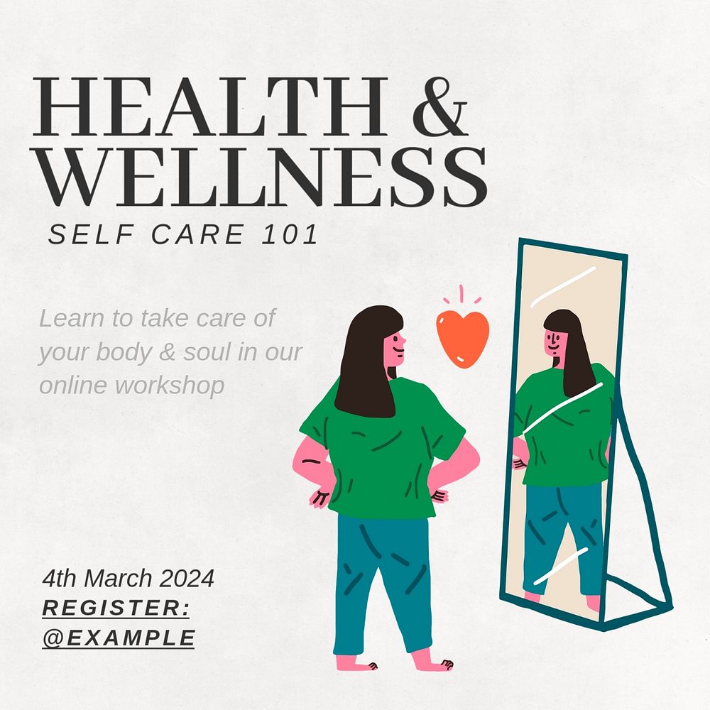 Health & wellness Instagram post template, editable text