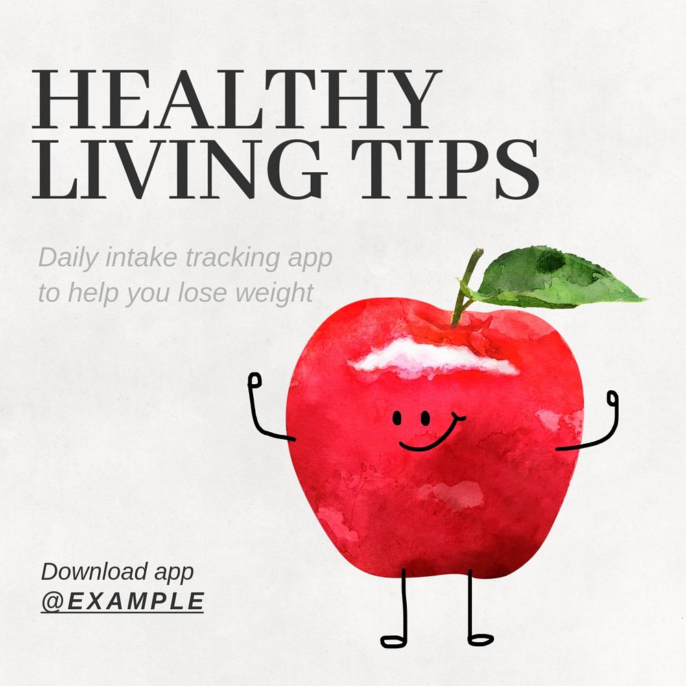 Healthy living tips Instagram post template, editable text