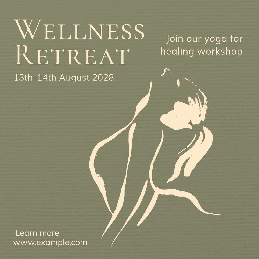 Wellness retreat Instagram post template, editable text