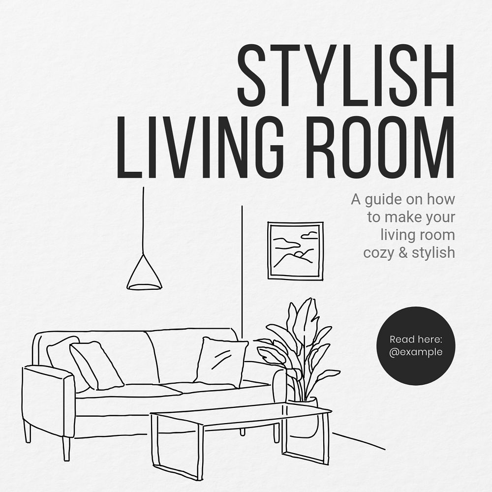 Stylish living room Instagram post template, editable text