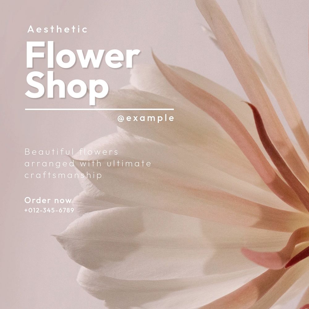 Flower shop Instagram post template, editable text