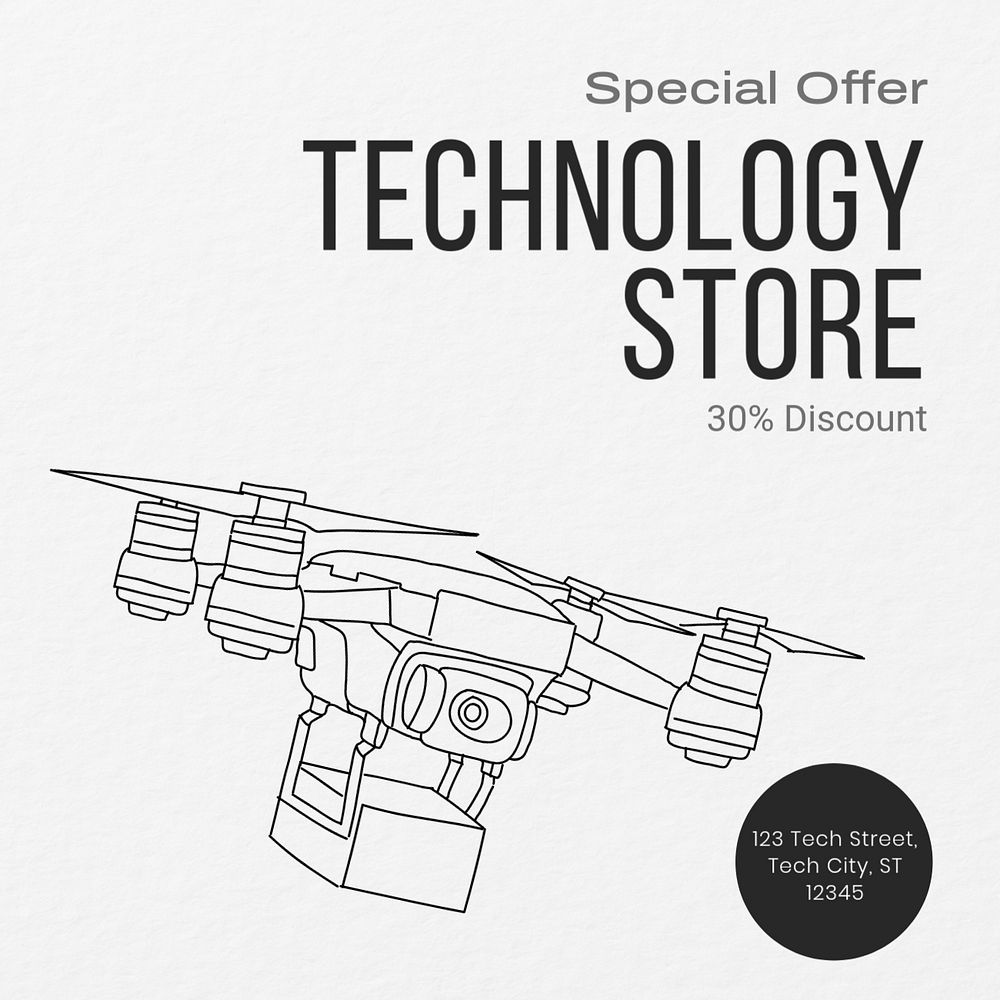 Technology store Instagram post template, editable text